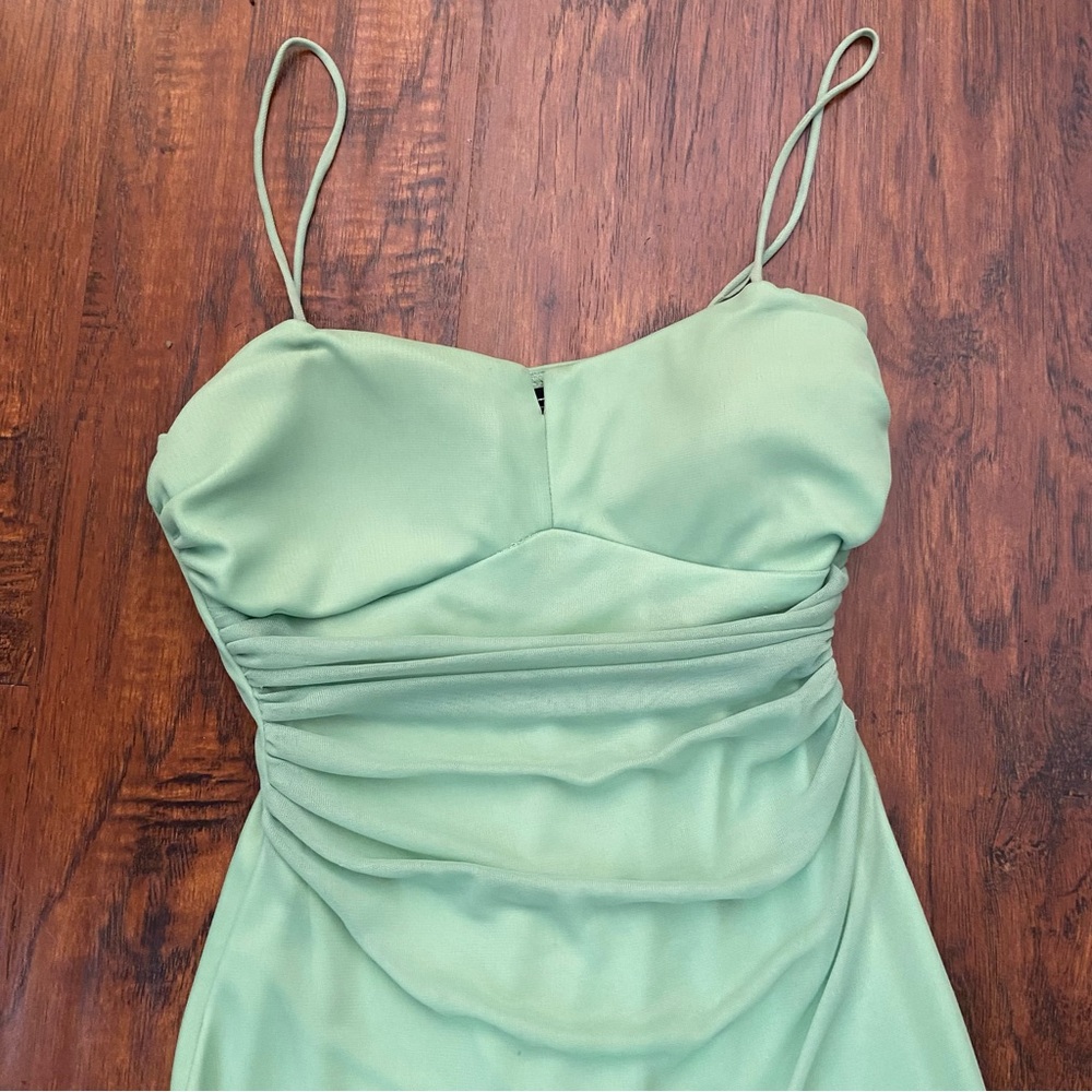 Vintage 90s y2k city triangles green fairycore mini asymmetrical dress - Picture 4 of 4